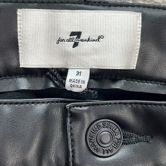 New 7 For All Mankind Faux Leather High Waist Slim Kick Pants Black Sz 31 - Picture 8 of 16